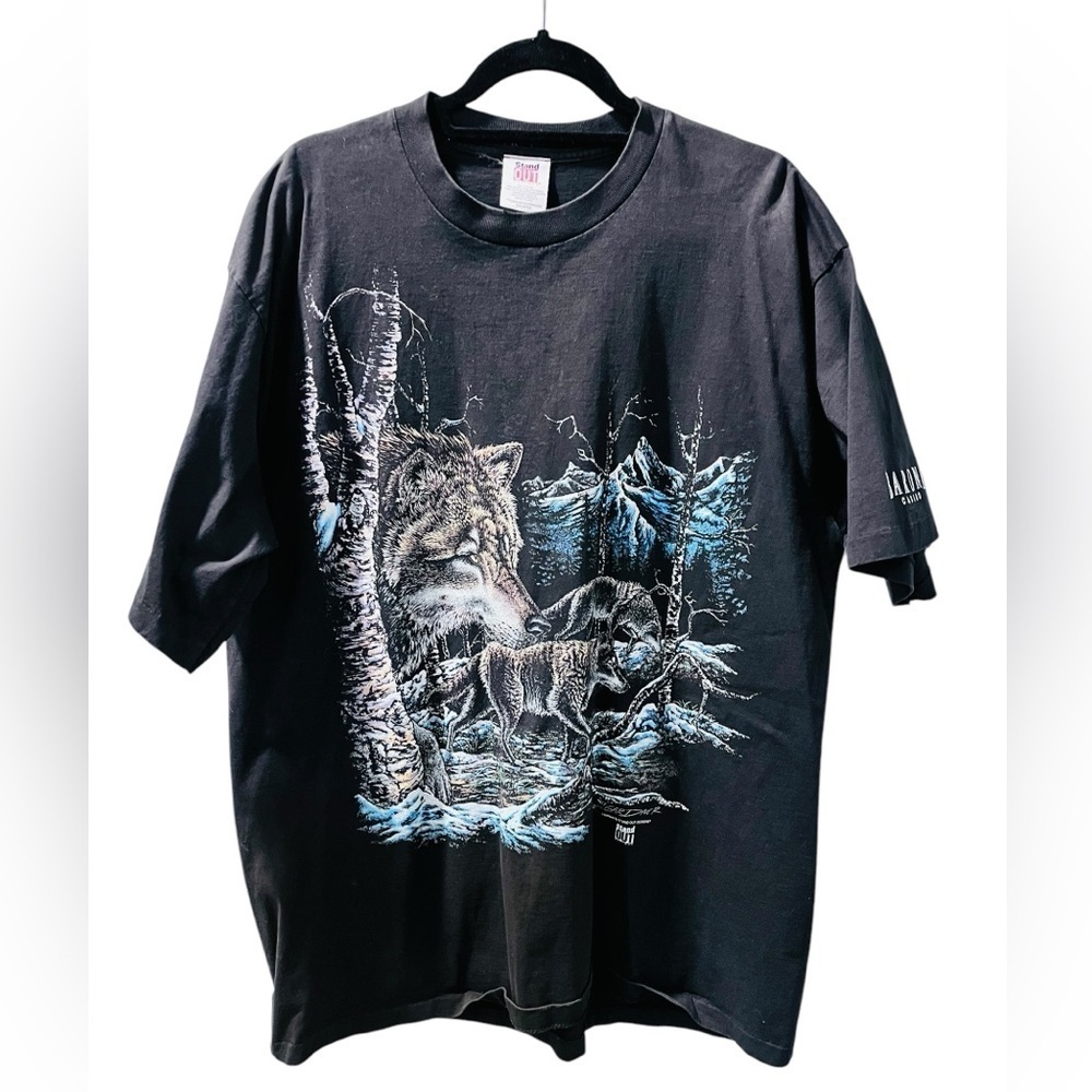 Stand Out WOLF Vintage 1995 Short Sleeve Tee Shirt Size XX Large Winter Woods